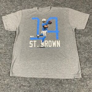 Detroit Lions T Shirt Mens Large Gray Amon Ra St Brown 14 Football Short Sleeve
